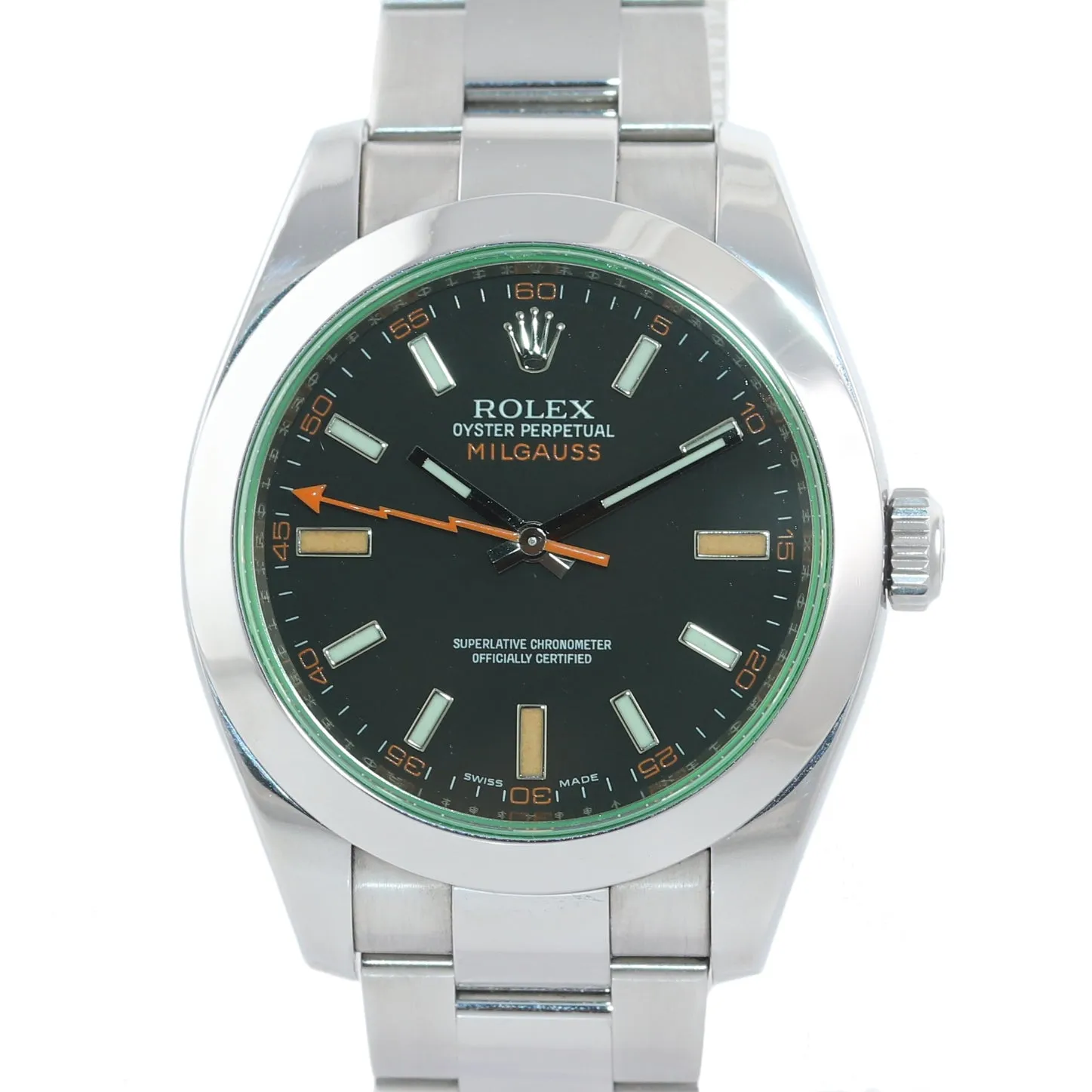 2015 PAPERS Rolex Milgauss Green Anniversary 116400gv Steel Black Watch Box