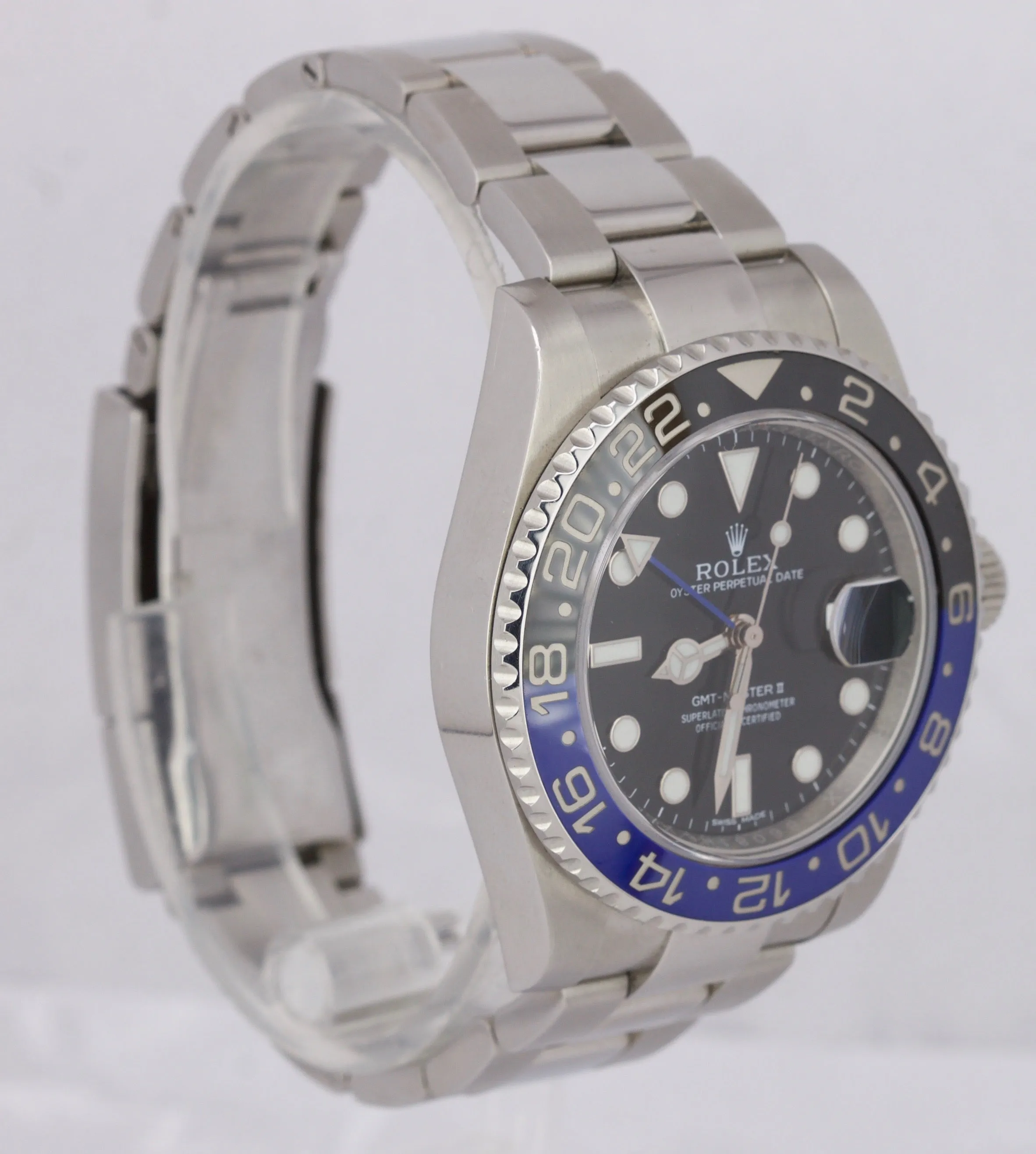 2016 Rolex GMT Master II Batman Blue Black Ceramic Steel 116710 BLNR Date Watch