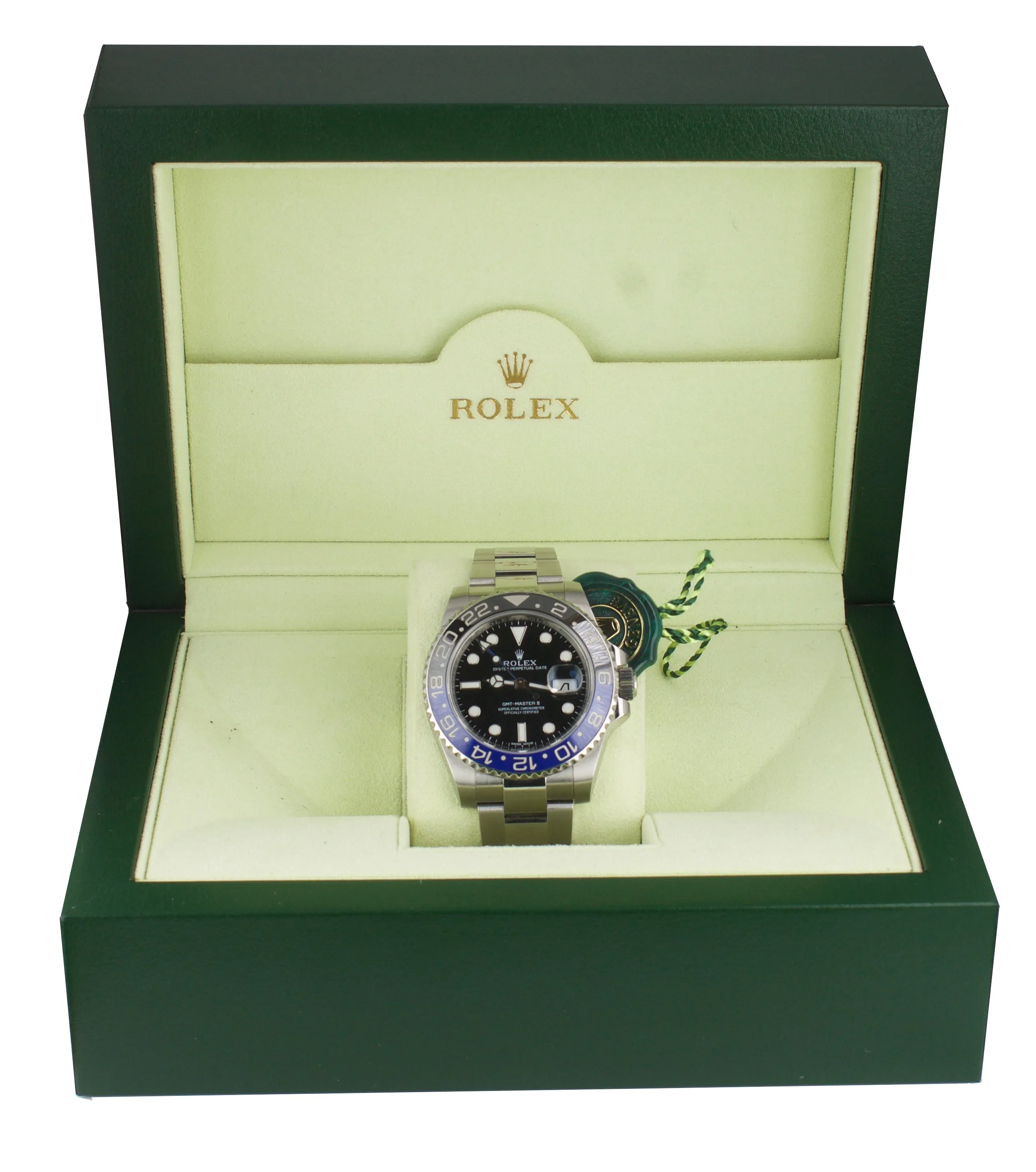 2016 Rolex GMT Master II Batman Blue Black Ceramic Steel 116710 BLNR Date Watch