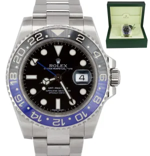 2016 Rolex GMT Master II Batman Blue Black Ceramic Steel 116710 BLNR Date Watch