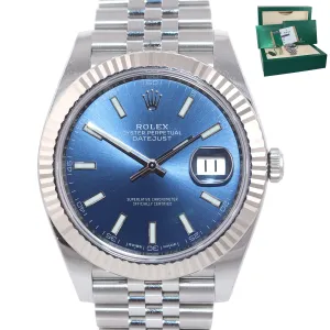 2018 MINT PAPERS Rolex DateJust 41 Blue Stick Super Jubilee Fluted 126334 Watch