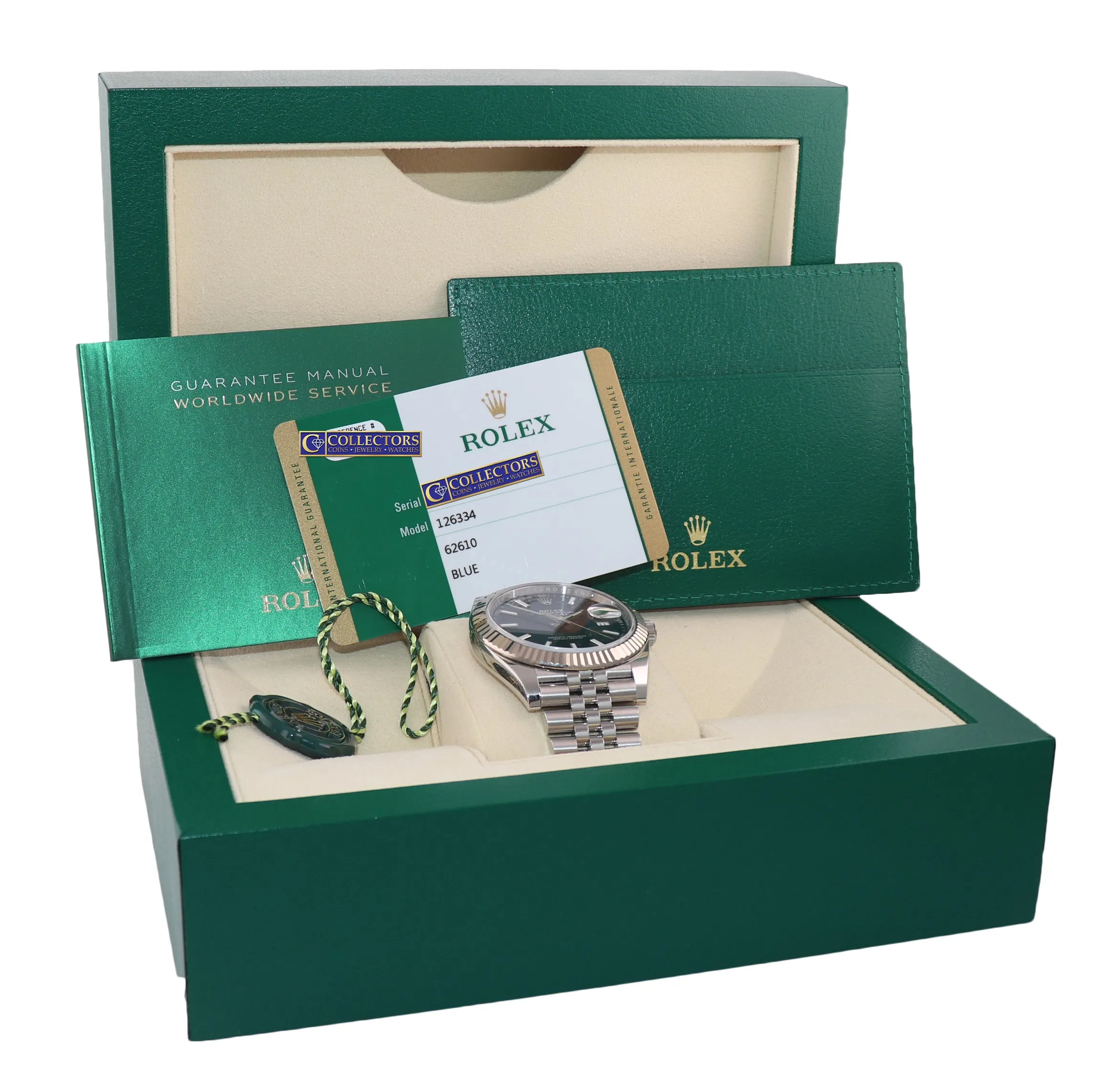 2018 MINT PAPERS Rolex DateJust 41 Blue Stick Super Jubilee Fluted 126334 Watch