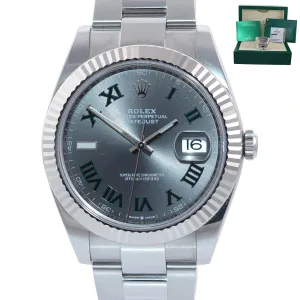 2018 PAPERS Rolex DateJust 41 Wimbledon Dial 126334 Steel Fluted Oyster Watch