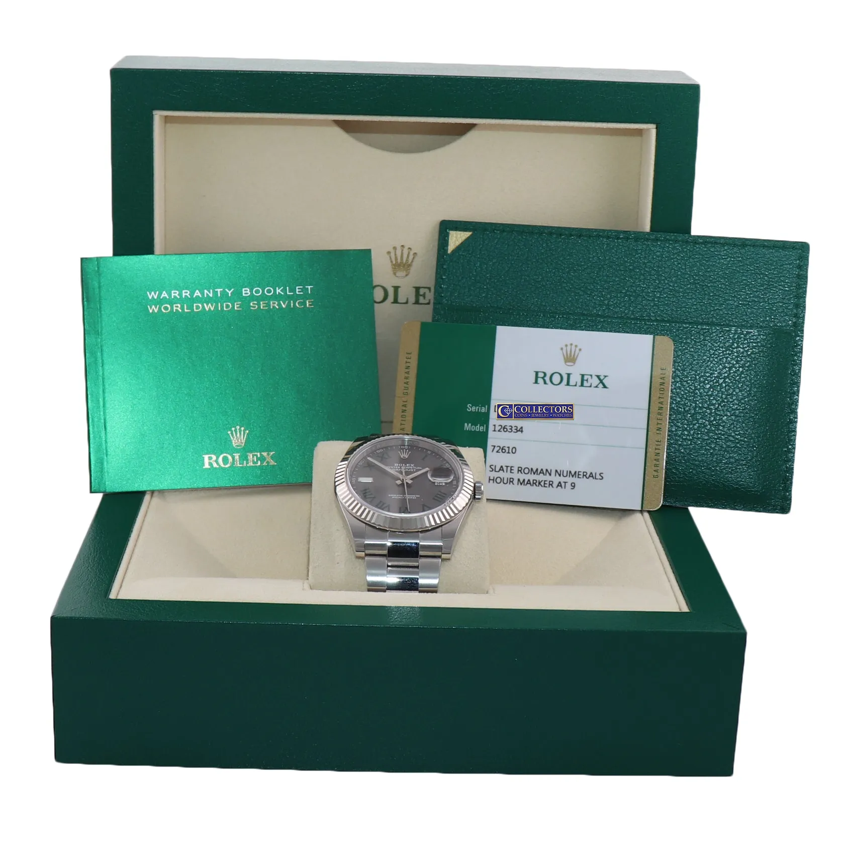 2018 PAPERS Rolex DateJust 41 Wimbledon Dial 126334 Steel Fluted Oyster Watch
