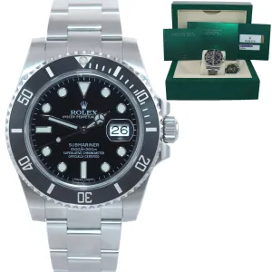 2018 PAPERS Rolex Submariner Date 116610 Steel Black Dive Ceramic Watch Box