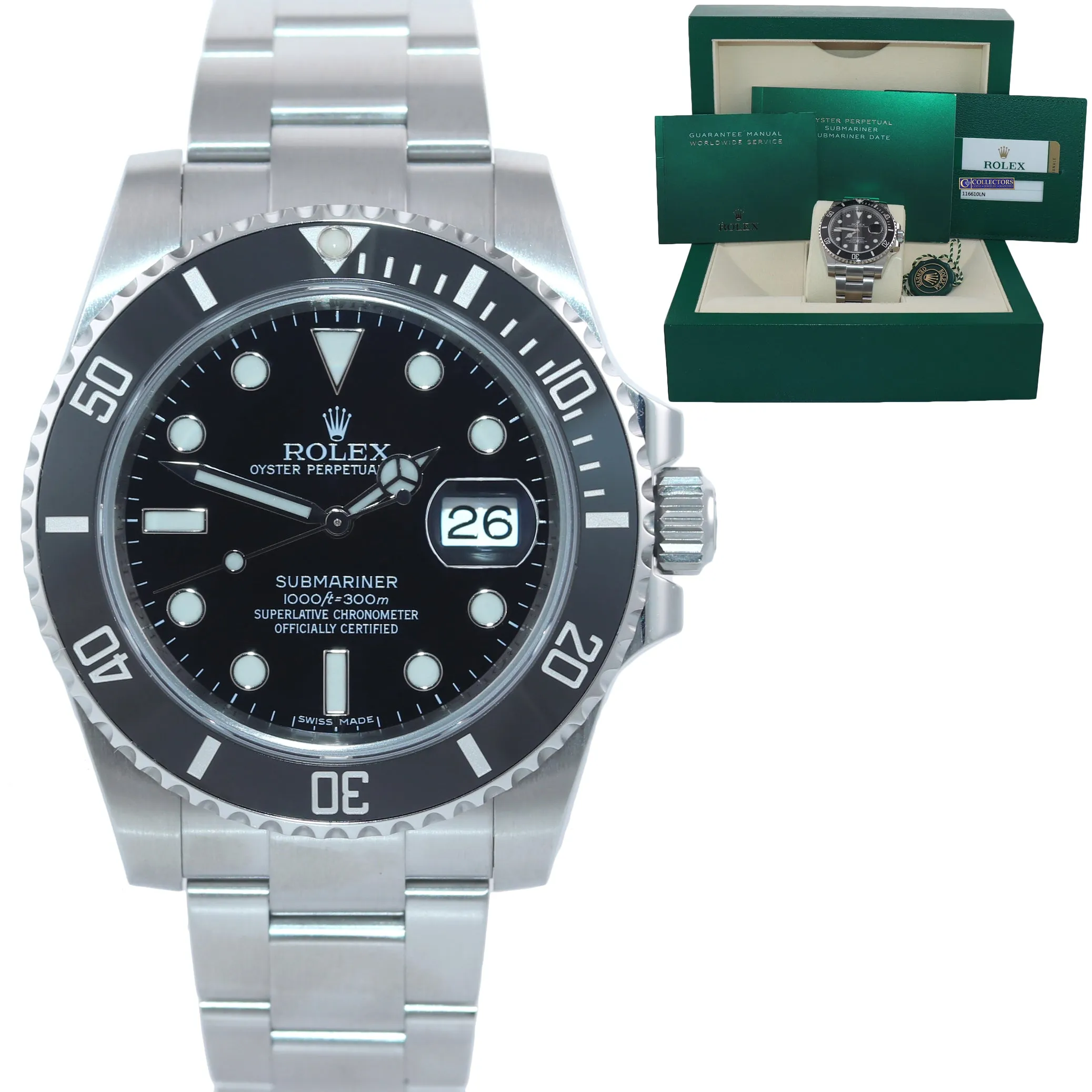 2018 PAPERS Rolex Submariner Date 116610 Steel Black Dive Ceramic Watch Box