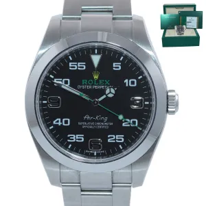 2019 NEW PAPERS Rolex Air King Black Arabic Dial 40mm Steel Oyster Watch Box