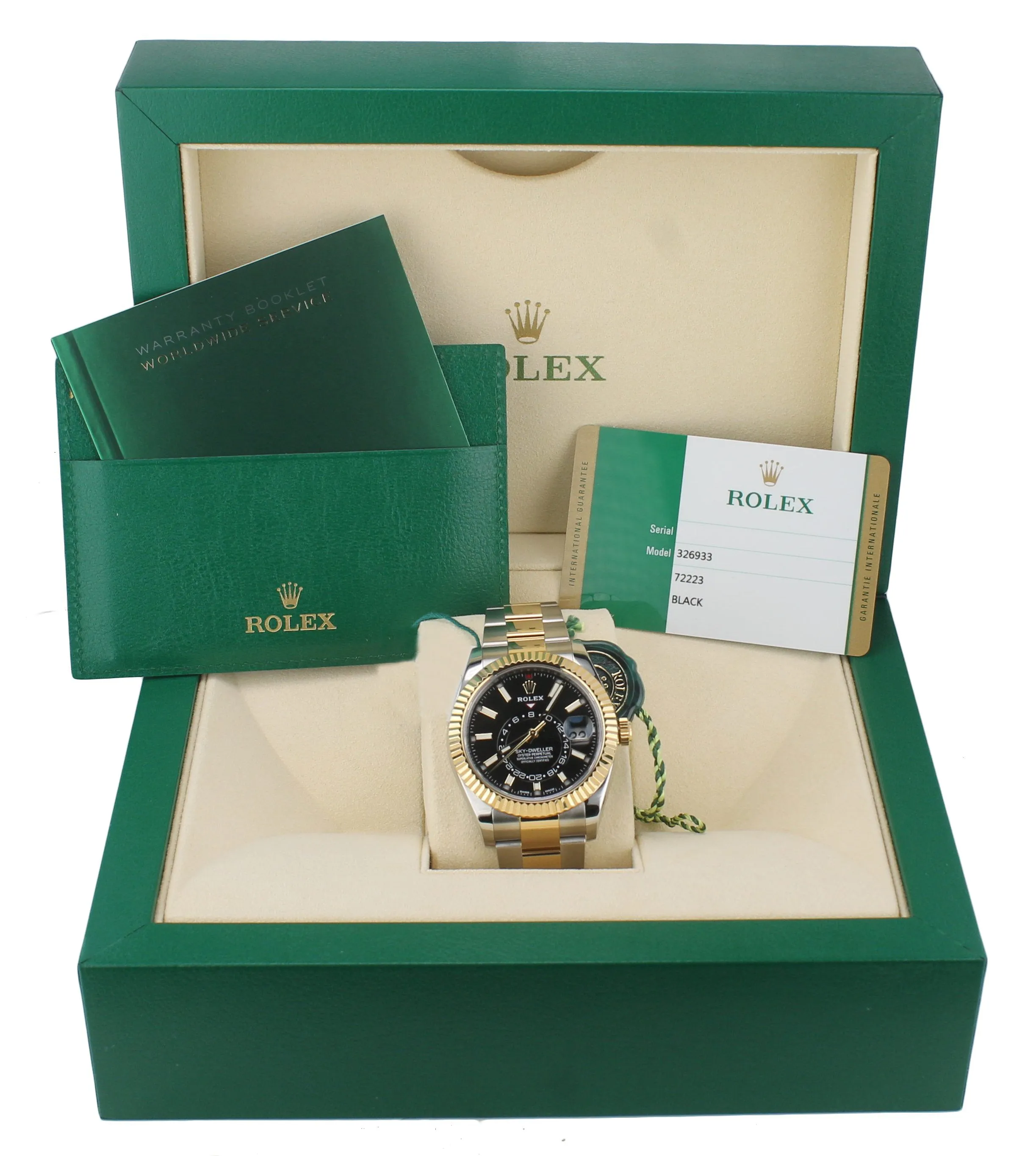 2019 Rolex Sky-Dweller 326933 Black 18K Two Tone Gold Stainless 42mm Watch Box