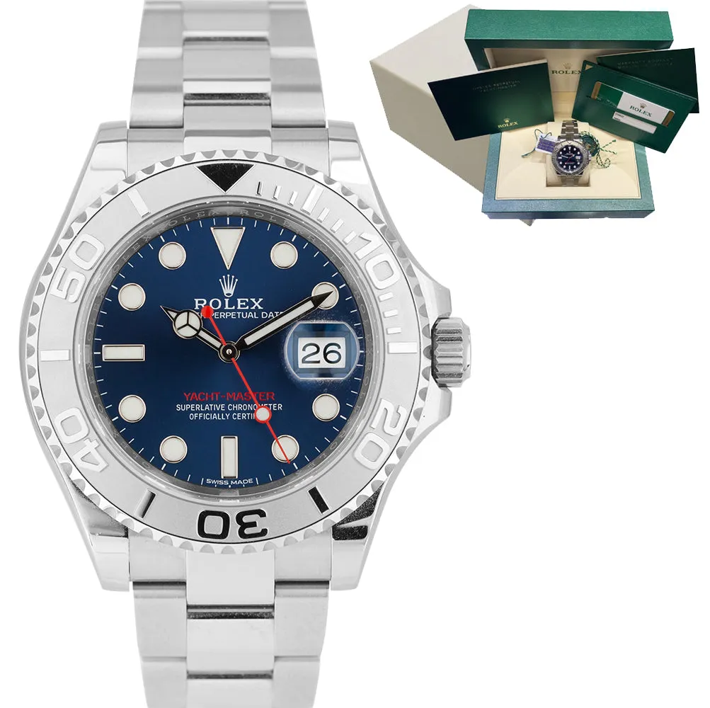 2019 Rolex Yacht-Master Stainless Steel Platinum Blue 40mm Watch 116622