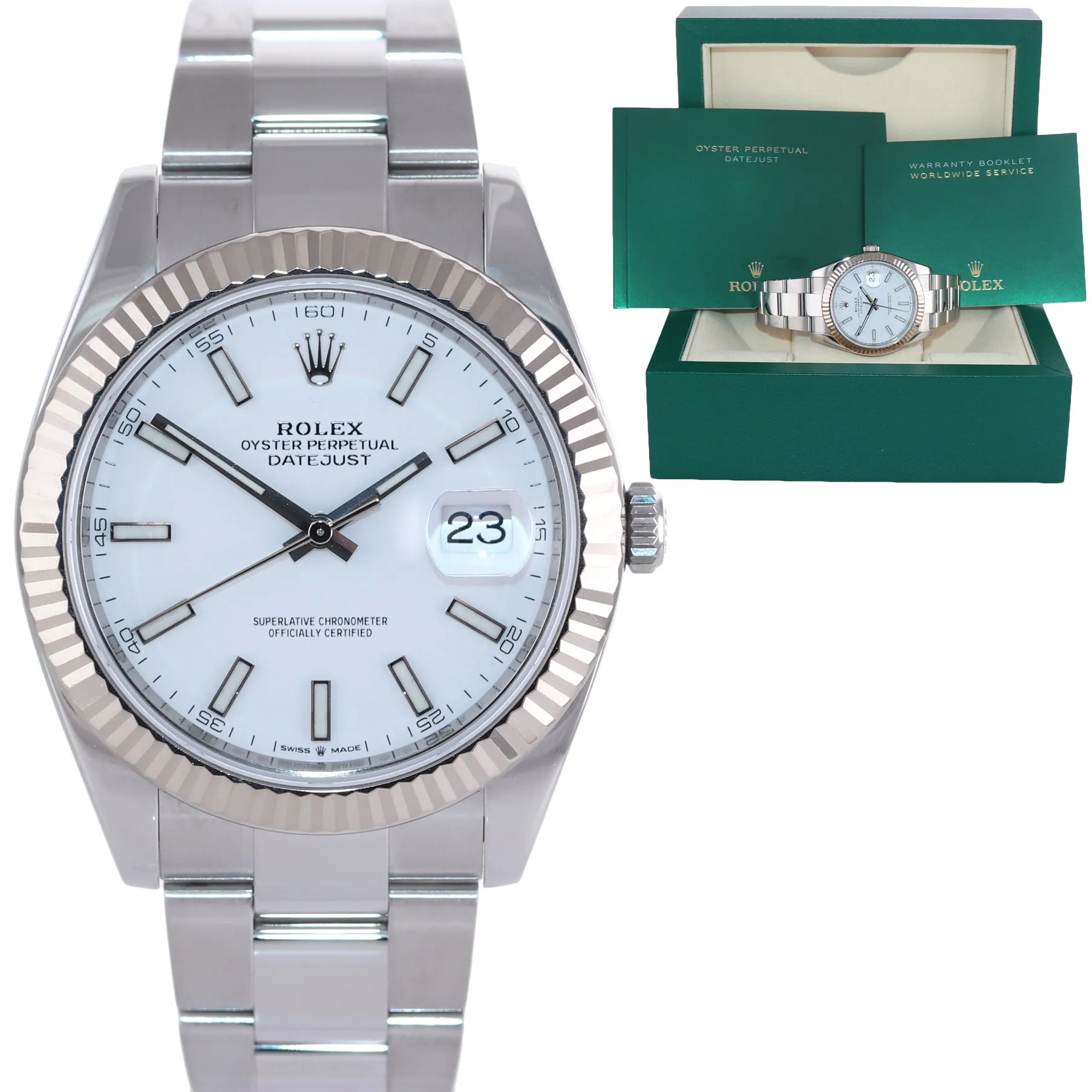 2020-2021 Rolex DateJust 41 126334 White Stick Steel Fluted Oyster Watch Box