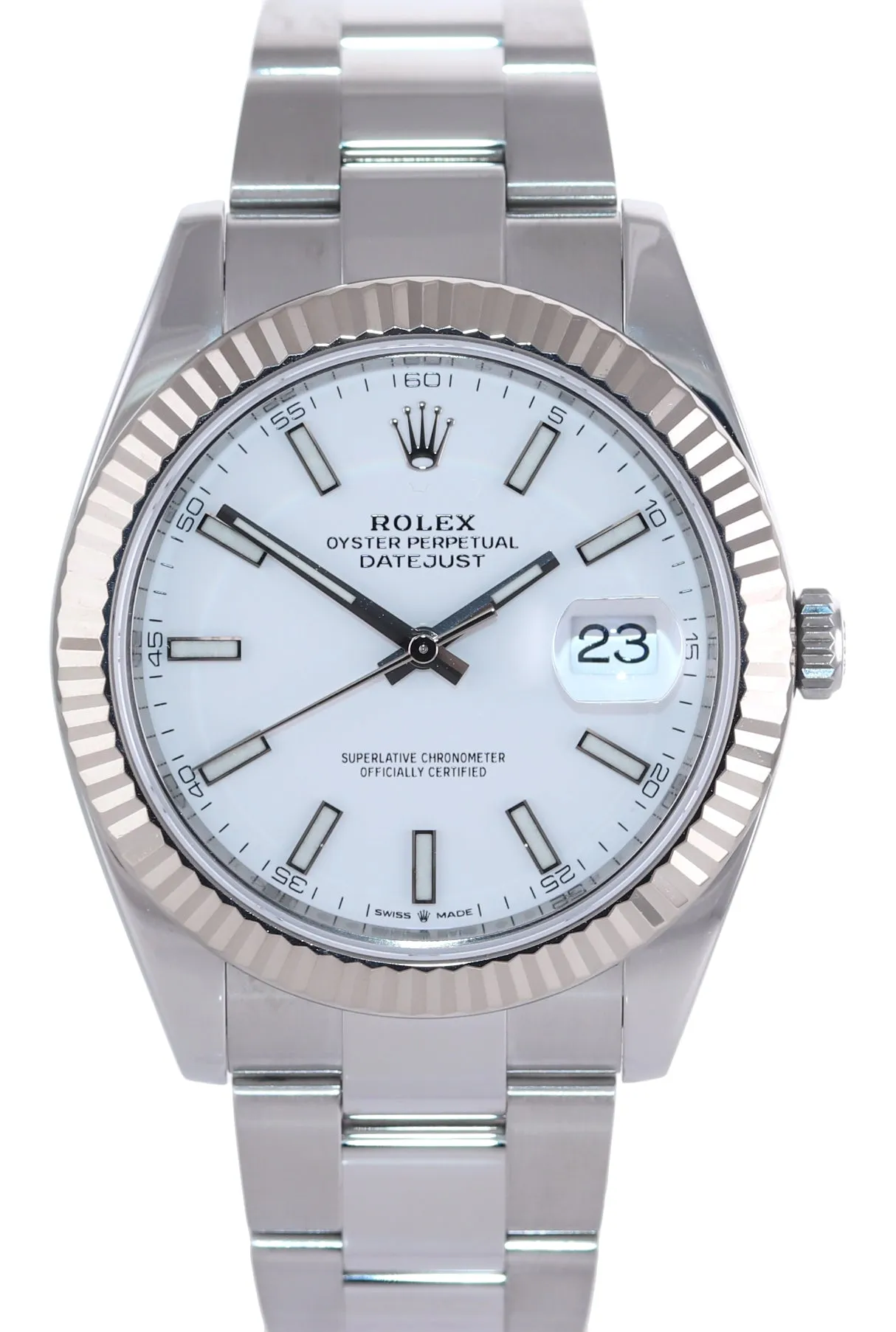 2020-2021 Rolex DateJust 41 126334 White Stick Steel Fluted Oyster Watch Box