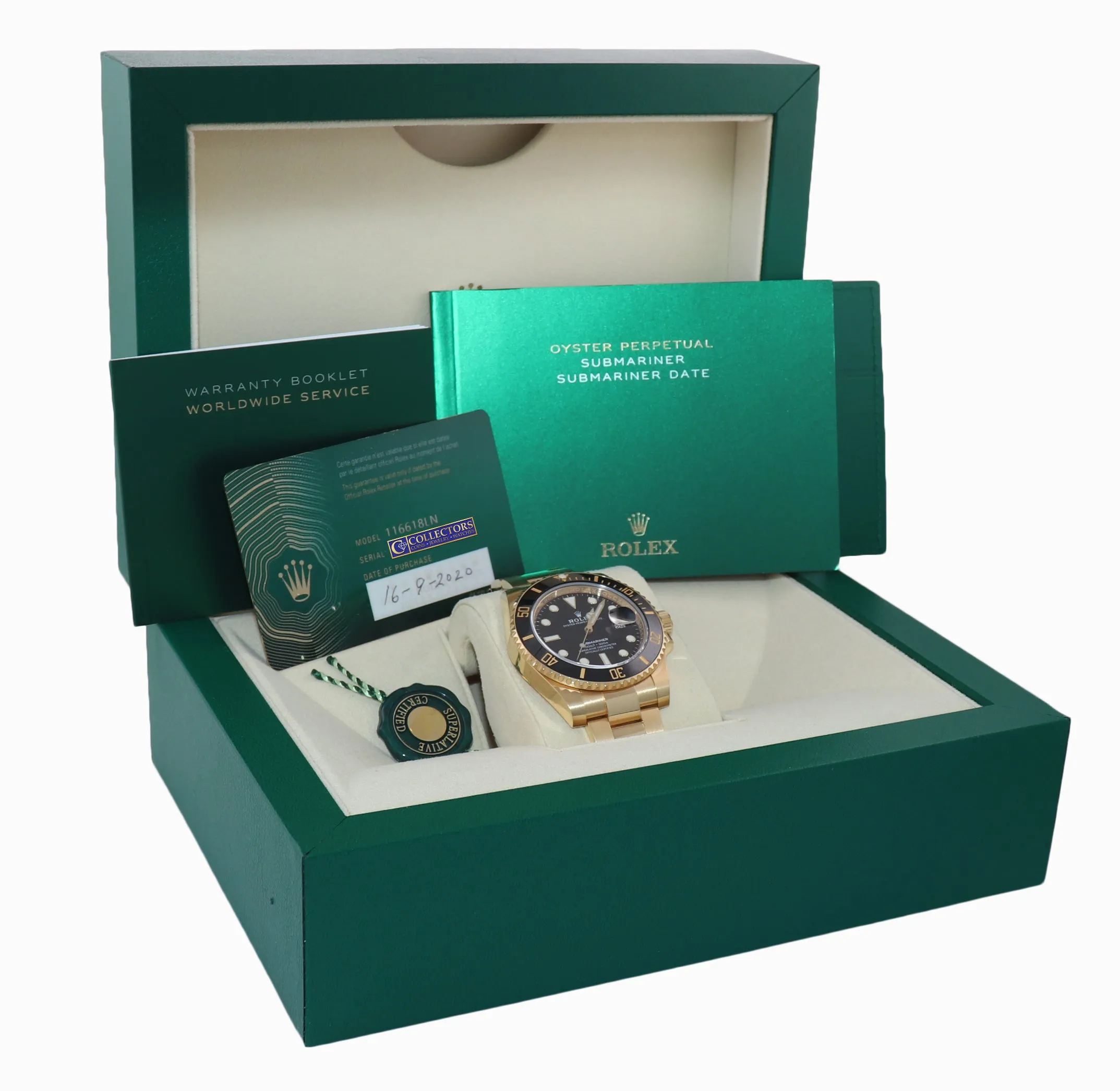 2020 BRAND NEW PAPERS Rolex 116618LN Black Submariner Yellow Gold 40MM Watch