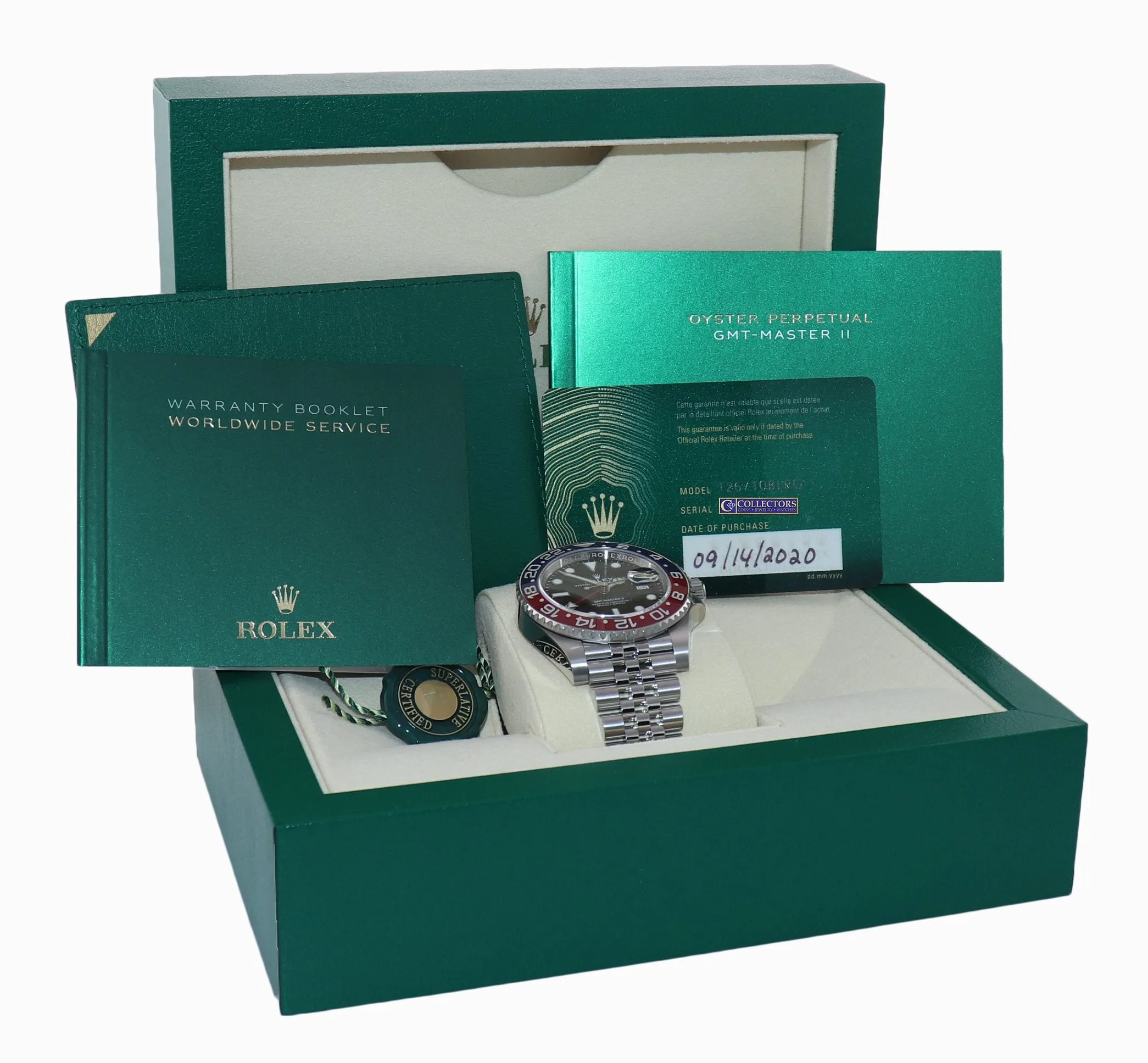 2020 PAPERS NEW CARD Rolex GMT Master PEPSI Red Blue Ceramic 126710 BLRO Watch