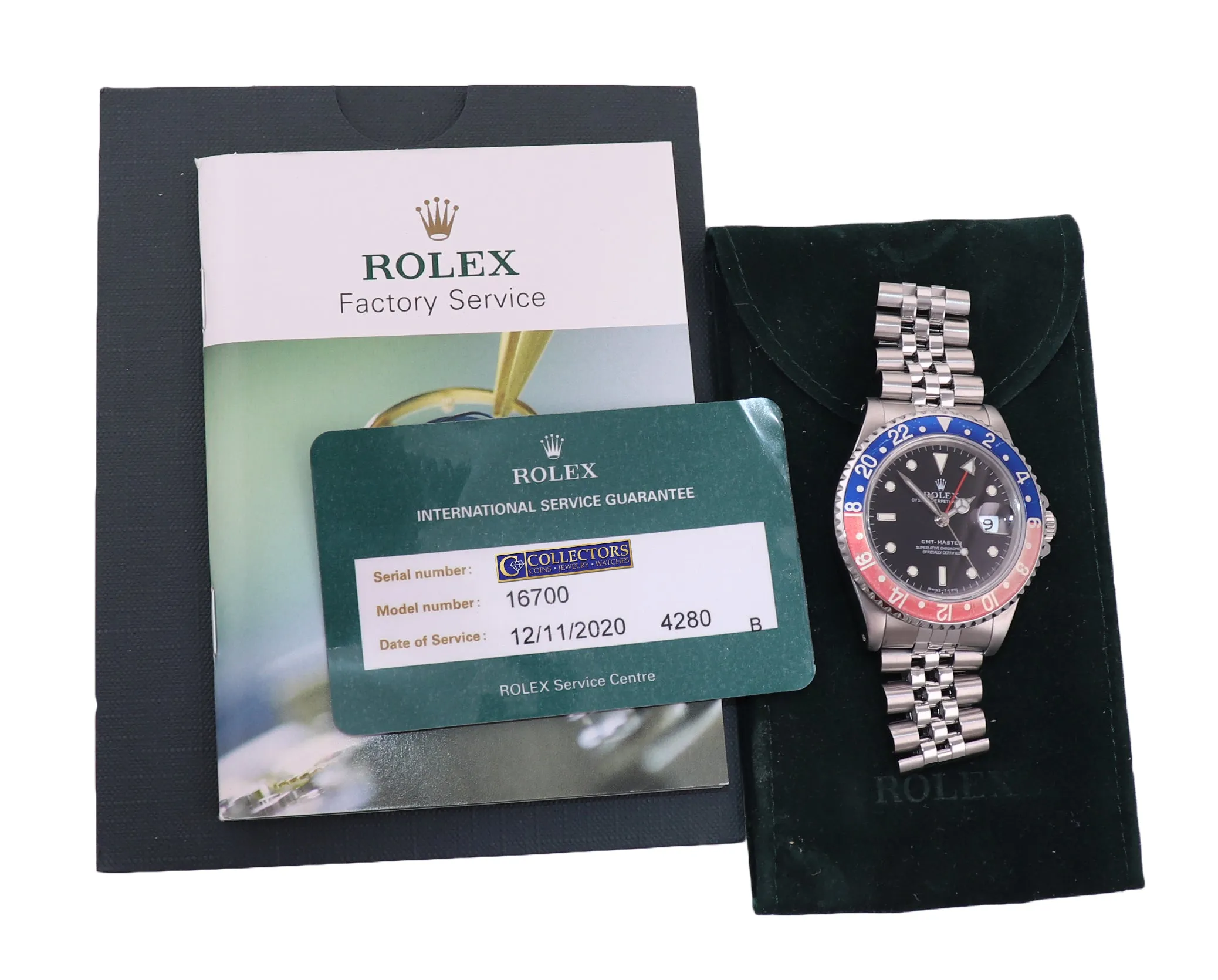 2020 RSC PAPERS Rolex GMT-Master Tritium Pepsi Blue Red Steel Jubilee 16700 Watc