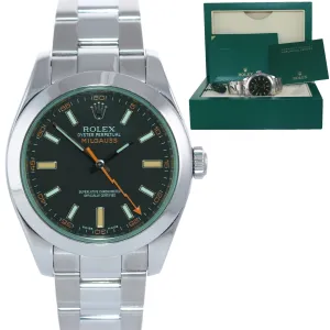 2022 MINT Rolex Milgauss Green Anniversary Orange Black 116400GV Steel Watch Box