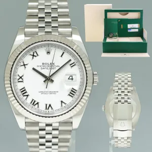 2023 MINT Rolex DateJust 126334 White Roman Jubilee White Gold Fluted 41mm Watch