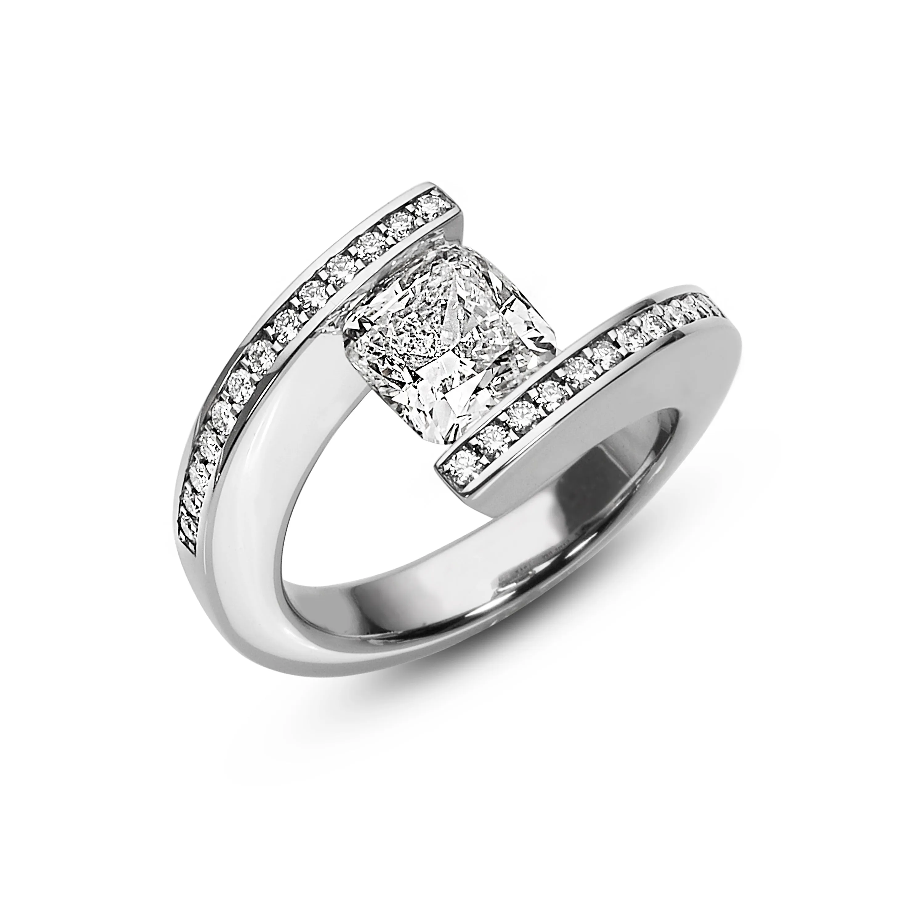 2.16 ct. Cushion Diamond set in pave HTF