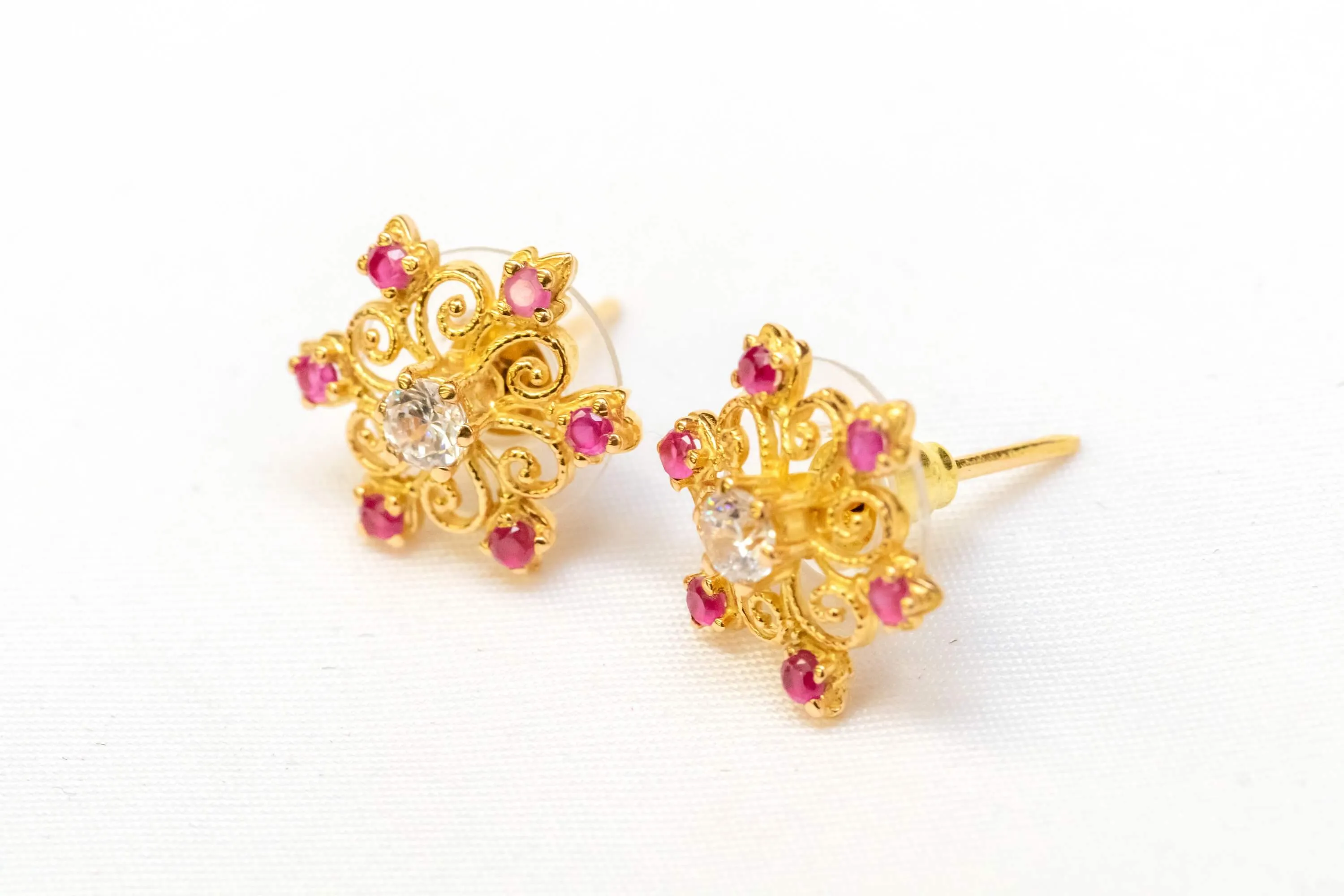 22 Karat Gold Earrings with Rubies