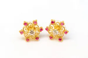 22 Karat Gold Earrings with Rubies