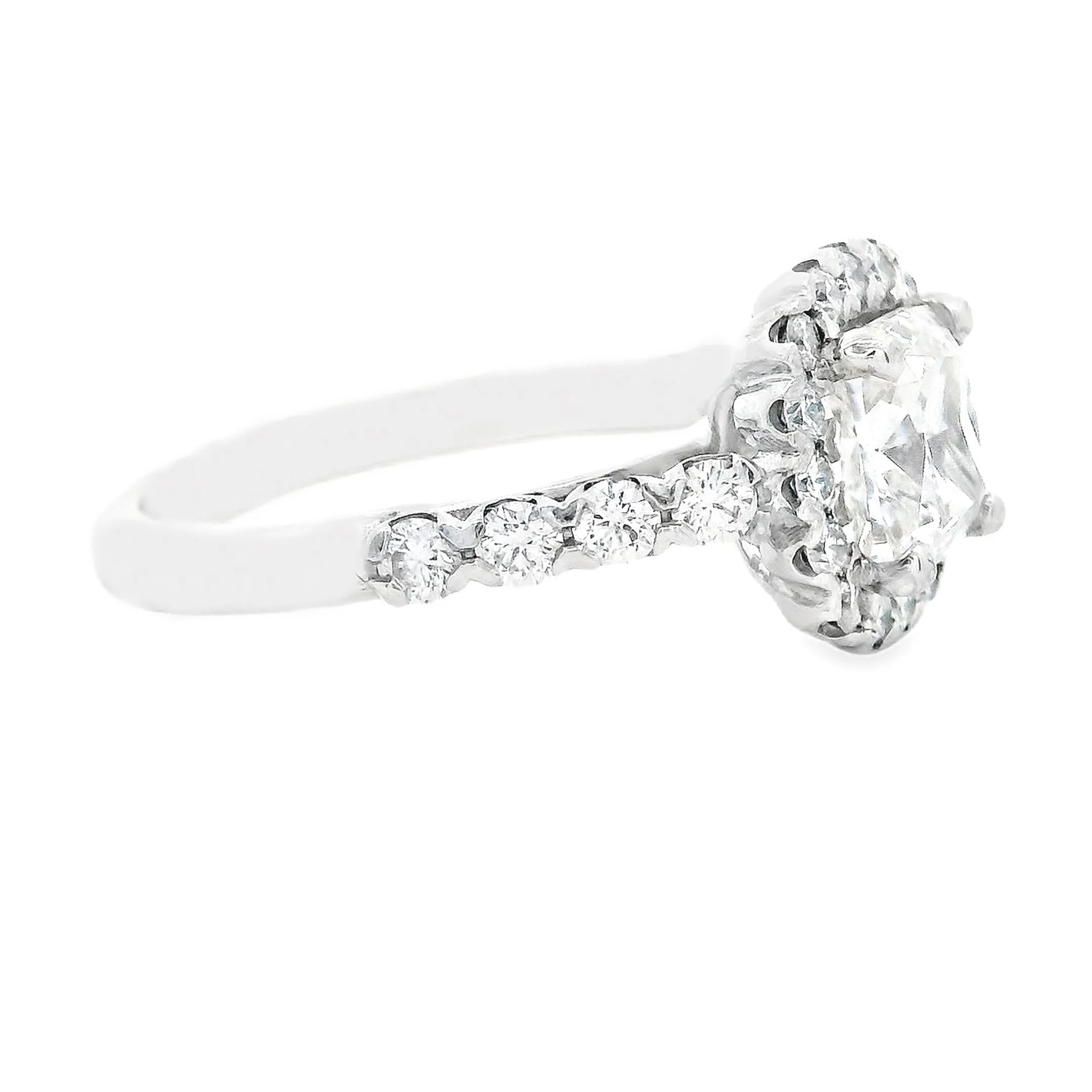 2.26ct Cushion Cut 14k White Gold Halo Engagement Ring