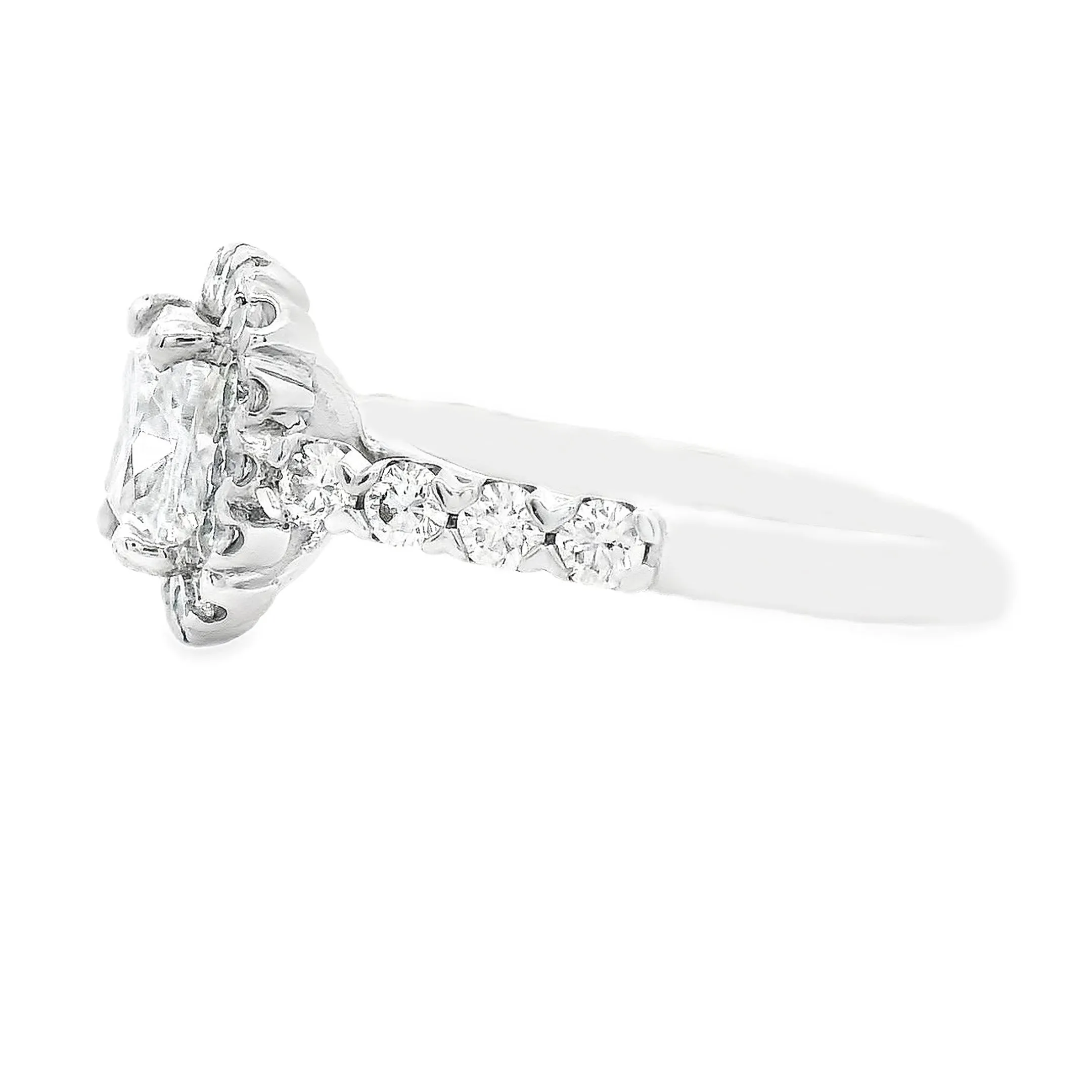2.26ct Cushion Cut 14k White Gold Halo Engagement Ring