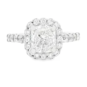 2.26ct Cushion Cut 14k White Gold Halo Engagement Ring