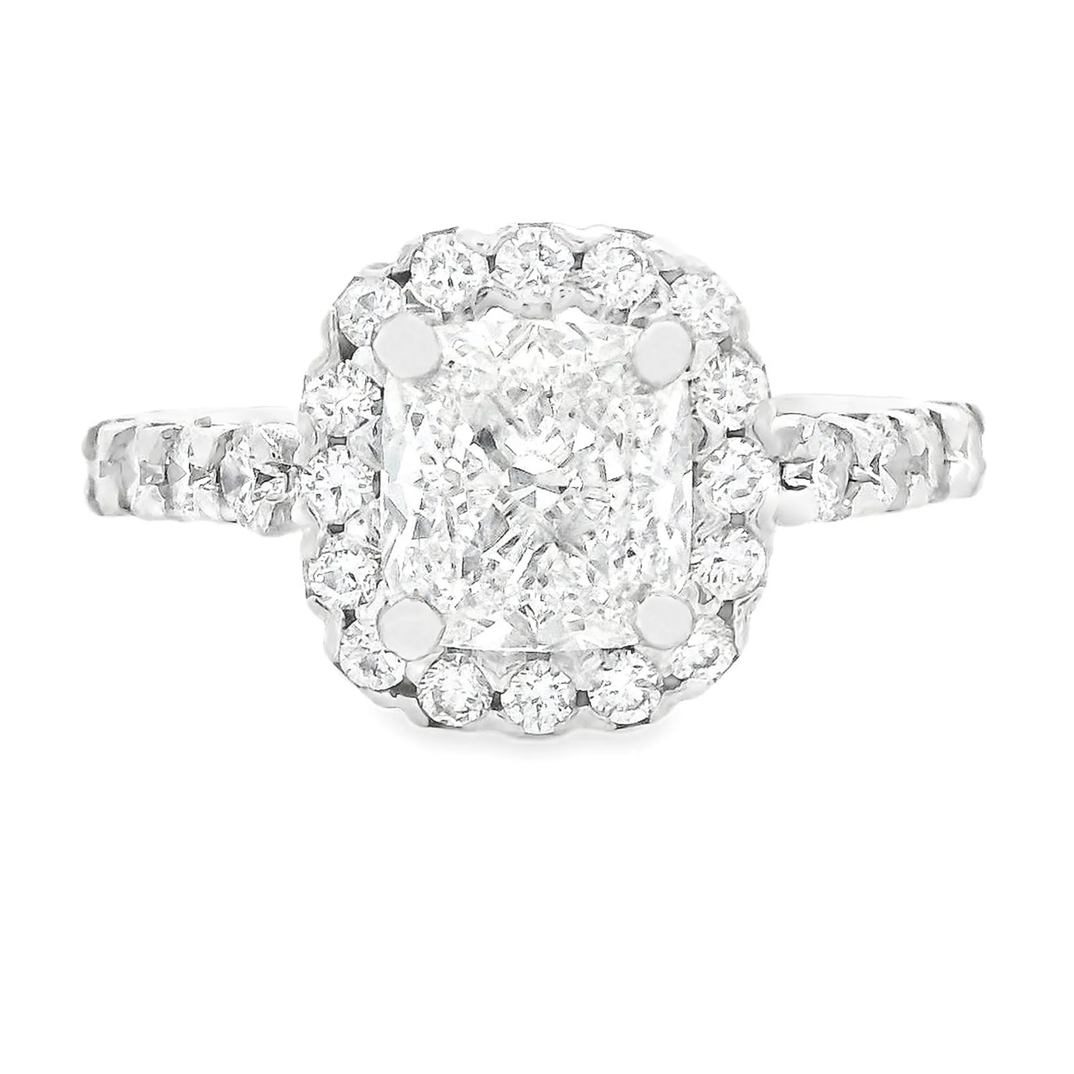 2.26ct Cushion Cut 14k White Gold Halo Engagement Ring
