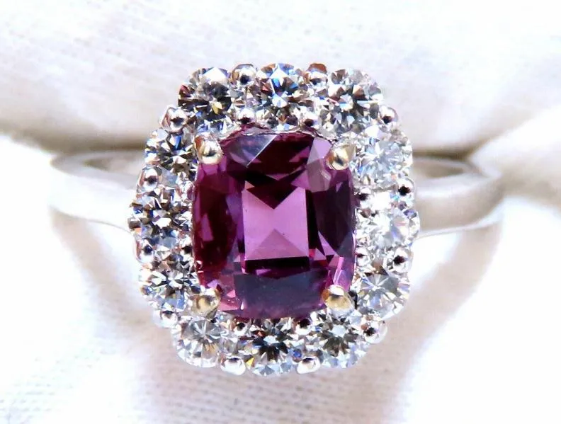 2.26ct GIA Certified Natural Purple Pink Sapphire Diamonds Ring 14kt Gold #12339