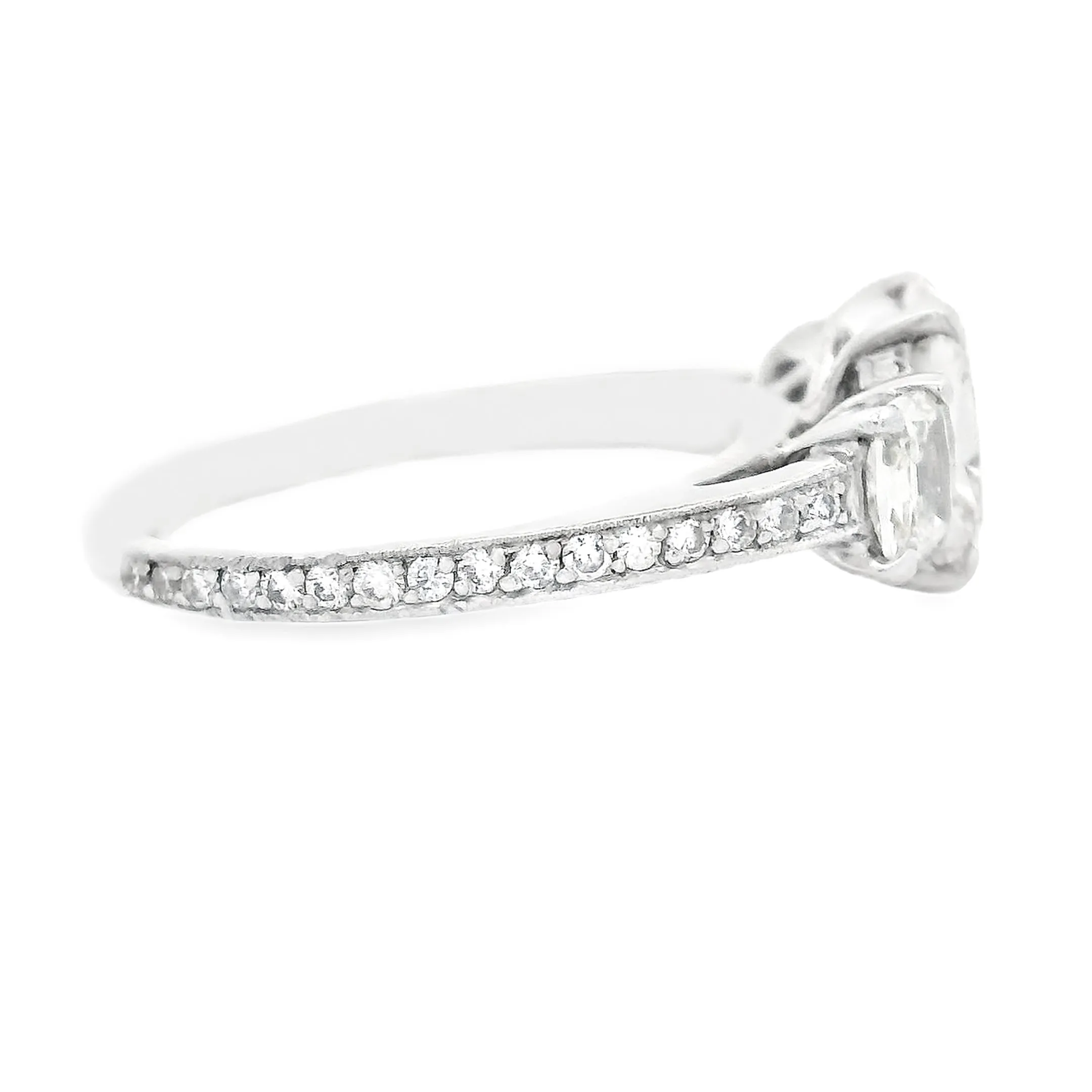 2.31ct Three Stone Cushion Cut Diamond Platinum Engagement Ring