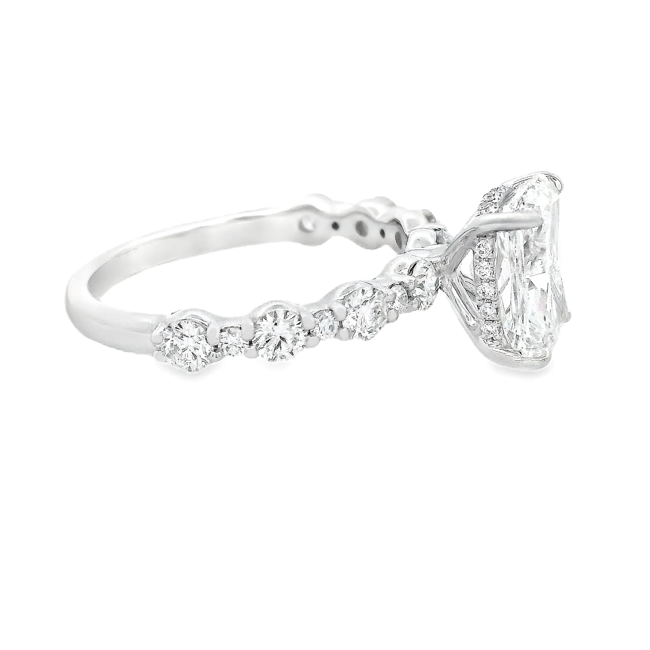 2.50ct 14k White Gold Cushion Cut Lab Grown Diamond Engagement Ring