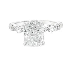 2.50ct 14k White Gold Cushion Cut Lab Grown Diamond Engagement Ring