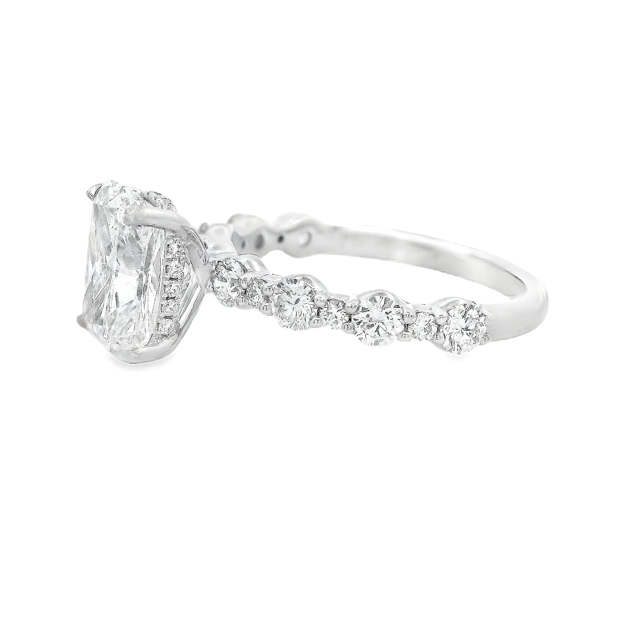 2.50ct 14k White Gold Cushion Cut Lab Grown Diamond Engagement Ring