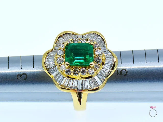 2.56 Carat Colombian Emerald & Diamond Ballerina Ring