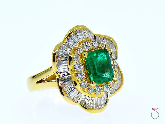 2.56 Carat Colombian Emerald & Diamond Ballerina Ring