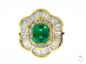 2.56 Carat Colombian Emerald & Diamond Ballerina Ring
