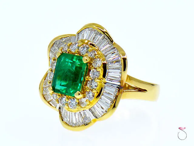2.56 Carat Colombian Emerald & Diamond Ballerina Ring
