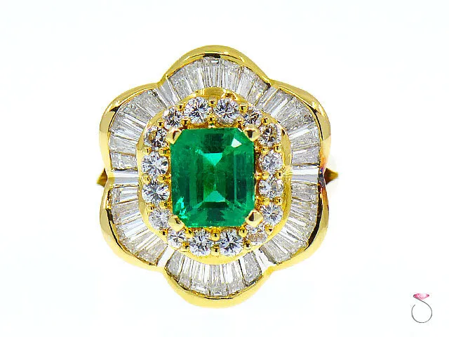 2.56 Carat Colombian Emerald & Diamond Ballerina Ring