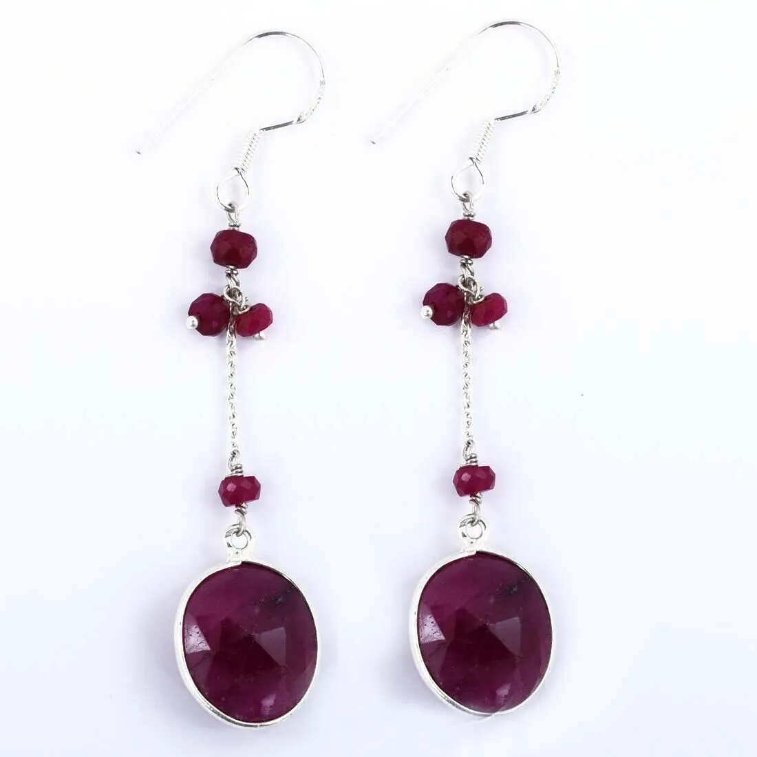 29.35 Cts Unique Natural African Ruby Gemstone 925 Sterling Silver Earrings
