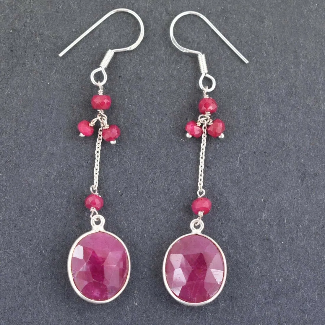 29.35 Cts Unique Natural African Ruby Gemstone 925 Sterling Silver Earrings