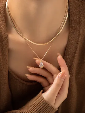 2pcs Cubic Zirconia Water-drop Charm Necklace - 𝘚𝘚²³