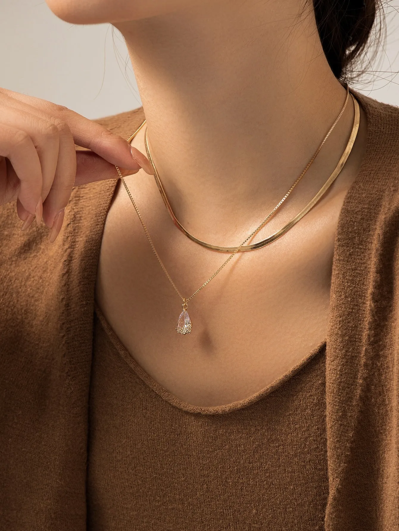2pcs Cubic Zirconia Water-drop Charm Necklace - 𝘚𝘚²³