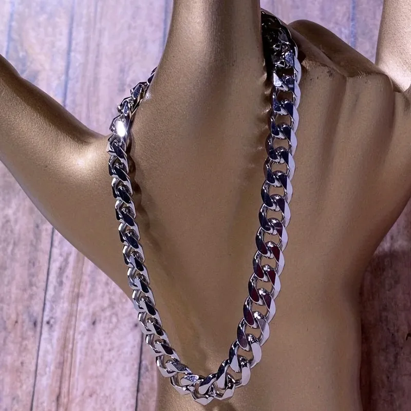 2pcs/set Unisex Stainless Steel Cuban Necklace & Bracelet Duo - Timeless Y2k Style, Bold Domineering Hip-hop Punk Rock NK Chain for Couples