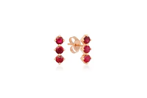 3 Ruby Stud Earrings