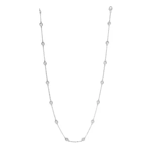 3.00 Carat Diamond by the Yard Necklace G SI 14K White Gold 14 stones 18 inches