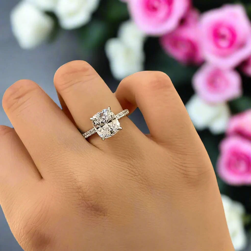 3.0ct Cushion Cut Diamond Engagement Ring