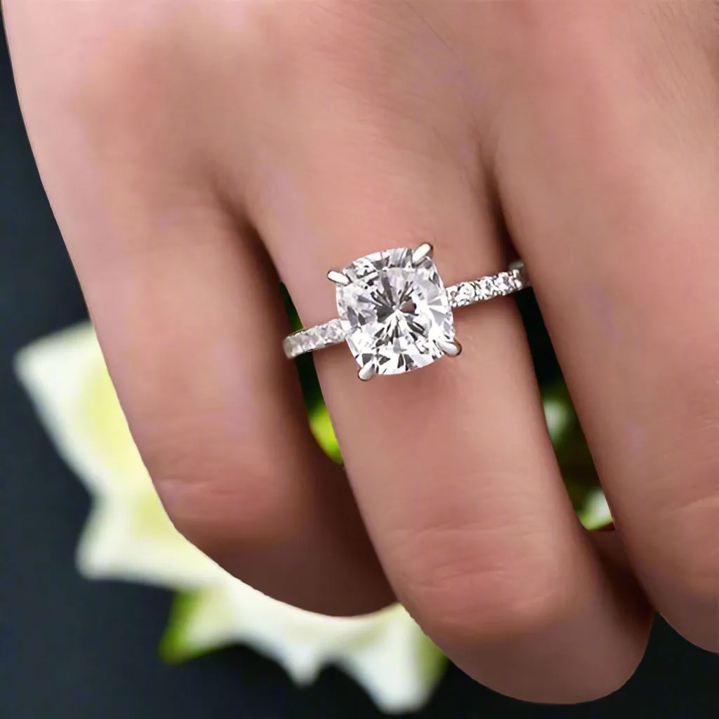 3.0ct Cushion Cut Diamond Engagement Ring