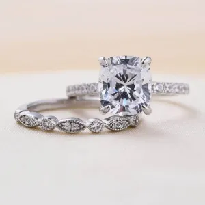 3.0ct Cushion Cut Simulated Diamond Wedding Ring Set