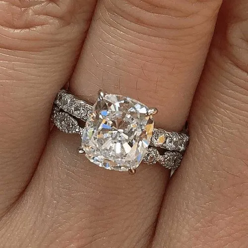 3.0ct Cushion Cut Simulated Diamond Wedding Ring Set