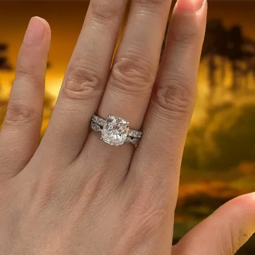 3.0ct Cushion Cut Simulated Diamond Wedding Ring Set