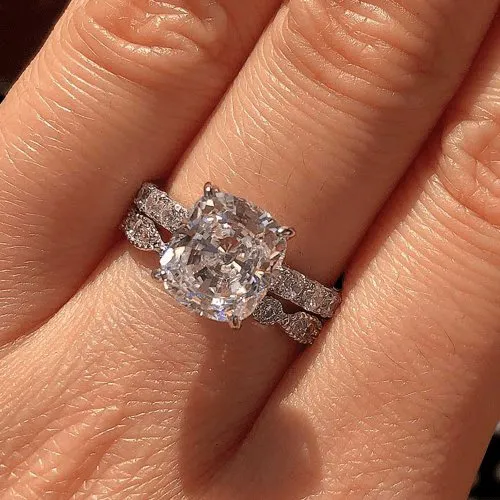 3.0ct Cushion Cut Simulated Diamond Wedding Ring Set